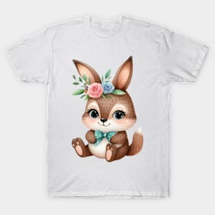 Rabbit with flowers on his head T-Shirt